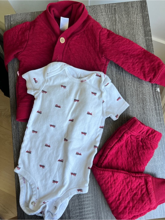 Carter's Other - Carter’s 12M Quilted Red Matching Set Firetruck Bodysuit Baby Outfit